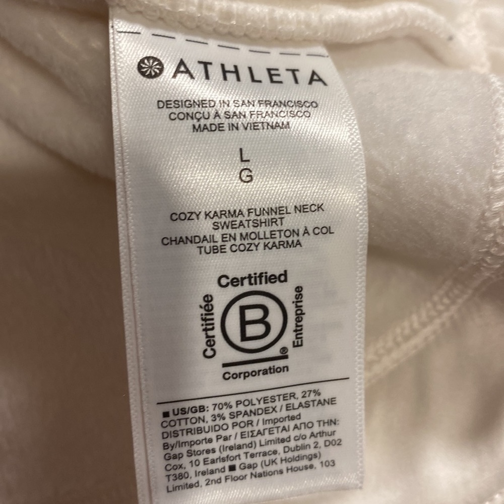 ATHLETA women’s cream super soft cropped Cozy Karma Funnel Neck Sweatshirt - Picture 6 of 11